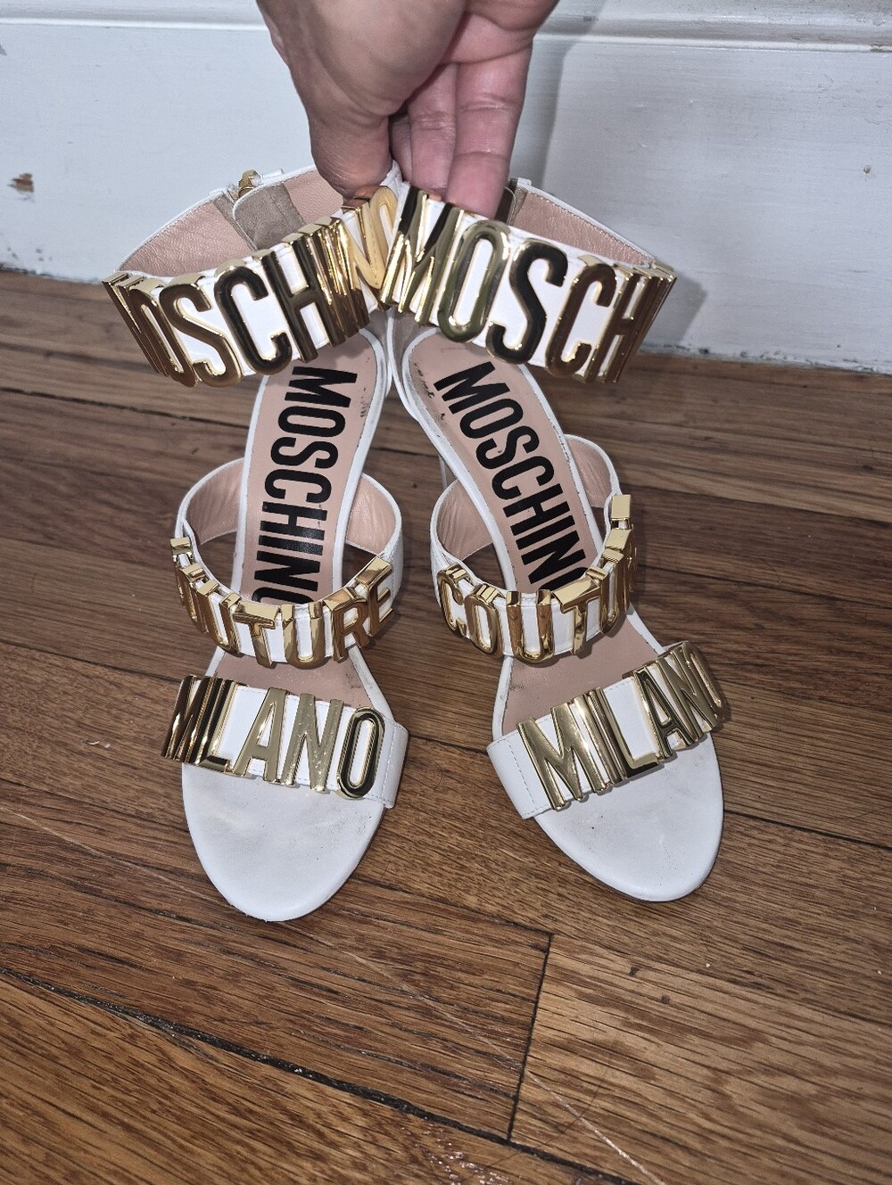 Moschino White and Gold Heels